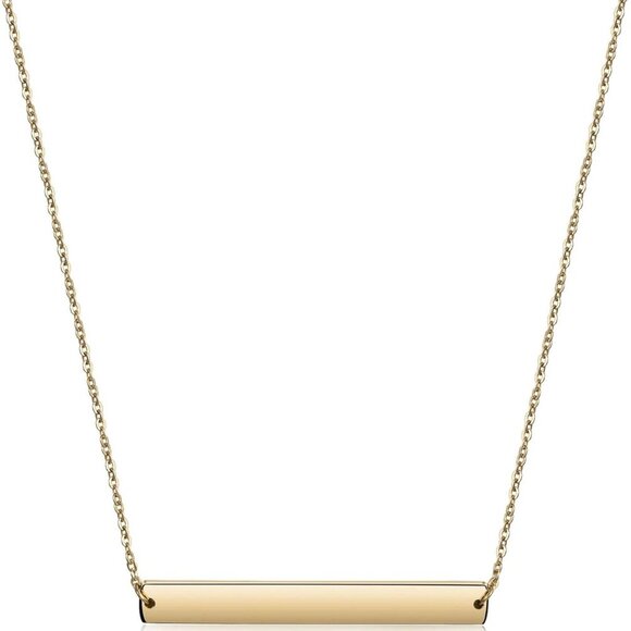 Jewelry - Elegant 14k Gold Plated Bar Necklace | Lightweight Adjustable Design for Women